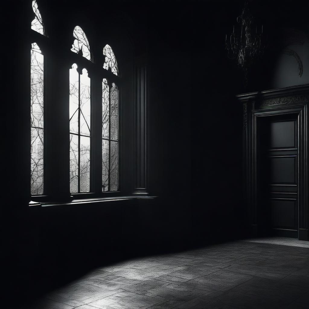 Create an image with a dark and moody atmosphere, featuring deep shadows and minimal lighting