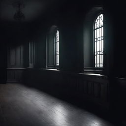 Create an image with a dark and moody atmosphere, featuring deep shadows and minimal lighting