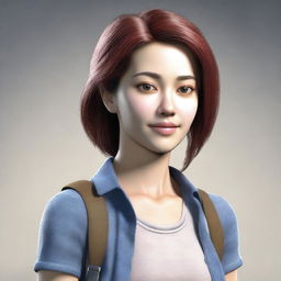 Create a computer-generated image of a female character