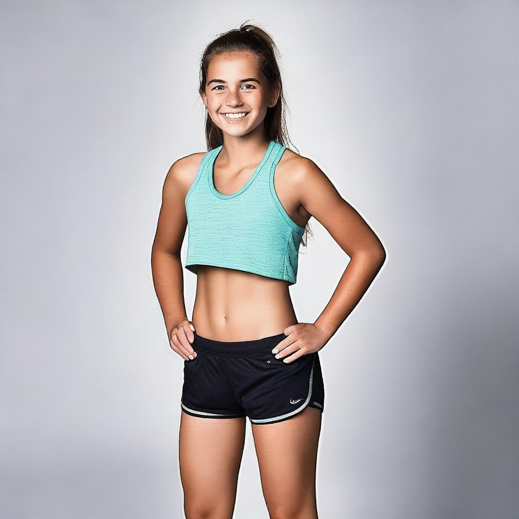 A teenage girl wearing athletic gear