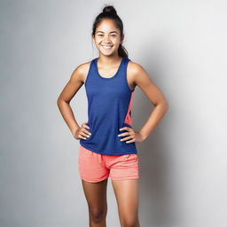 A teenage girl wearing athletic gear