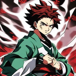 An epic profile picture of Tanjiro Kamado from Demon Slayer with no background