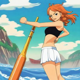 A detailed illustration of Nami from One Piece