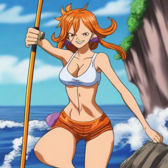 A detailed illustration of Nami from One Piece