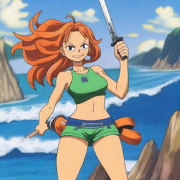 A detailed illustration of Nami from One Piece