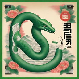 A Chinese-style music album cover featuring a prominent depiction of a green snake (Qing She) and a white snake (Bai She)