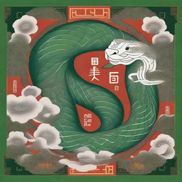 A Chinese-style music album cover featuring a prominent depiction of a green snake (Qing She) and a white snake (Bai She)