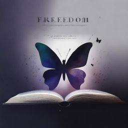 Design a dark-themed, abstract book cover titled 'Freedom'