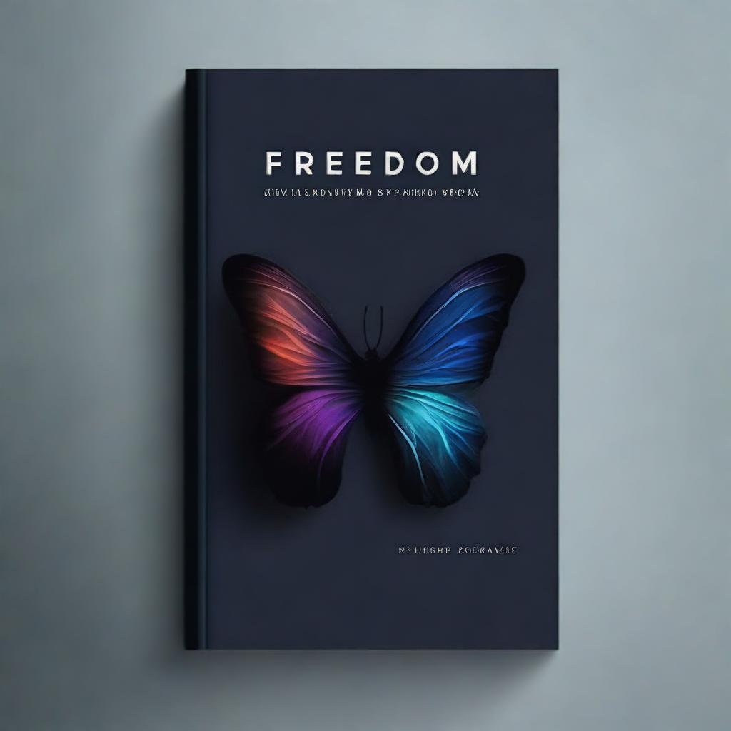 Design a dark-themed, abstract book cover titled 'Freedom'