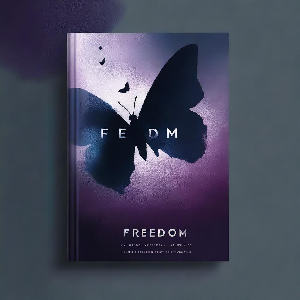 Create a dark, abstract-themed book cover titled 'Freedom'