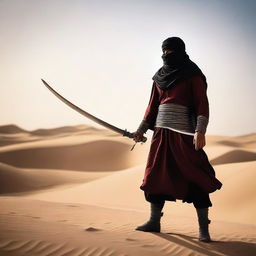 A Bedouin swordmaster is depicted wielding scimitars with swords orbiting around him