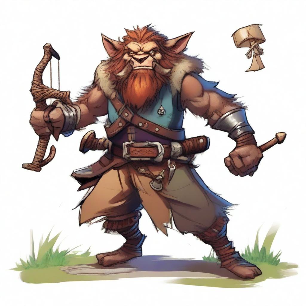 A bugbear character at level 10 who is both a bard and a warlock with a pirate theme