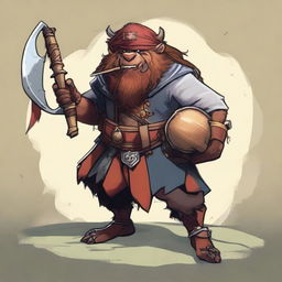 A bugbear character at level 10 who is both a bard and a warlock with a pirate theme