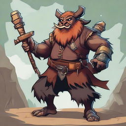 A bugbear character at level 10 who is both a bard and a warlock with a pirate theme