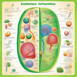 An educational illustration for secondary school students, depicting various biology concepts