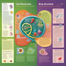 An educational illustration for secondary school students, depicting various biology concepts