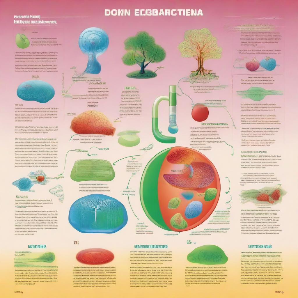 An educational illustration for secondary school students, depicting various biology concepts