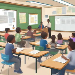 A realistic image of a classroom filled with students and a teacher