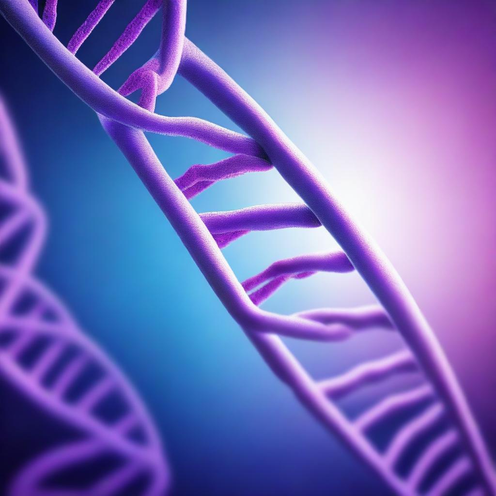 A detailed illustration of a DNA double helix structure with vibrant colors and intricate details, showcasing the beauty and complexity of genetic material