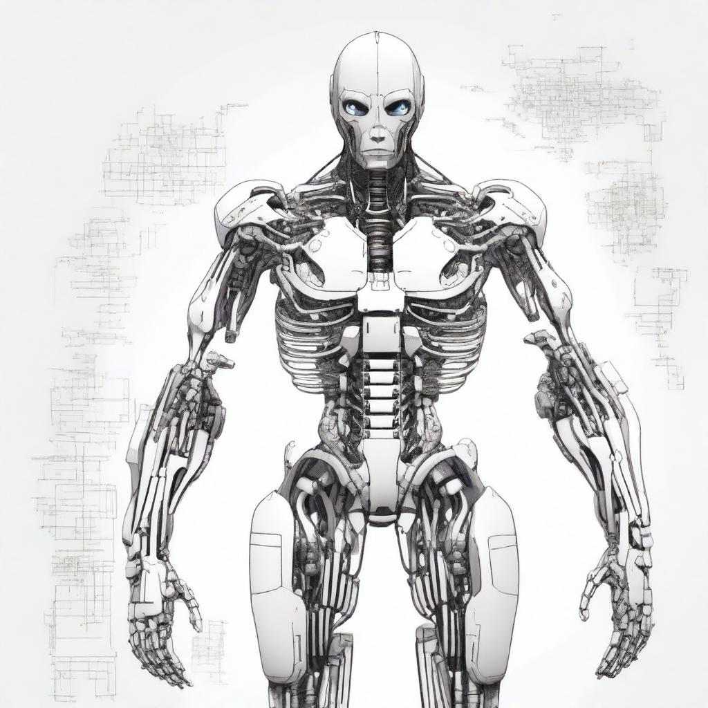 A detailed illustration of a humanoid figure