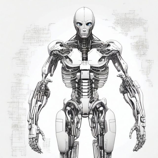 A detailed illustration of a humanoid figure