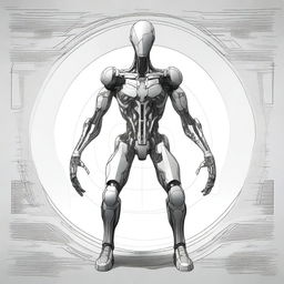 A detailed illustration of a humanoid figure