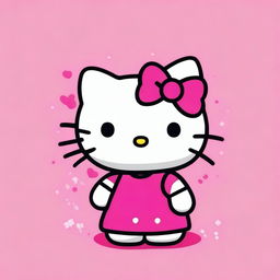 A vibrant and cheerful image of Hello Kitty surrounded by a completely pink background