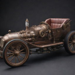 NASCAR racing cars reimagined in steampunk fashion, featuring detailed brass and copper accents, Victorian-era adornments, and exposed mechanical gears despite the high-speed, aerodynamic design