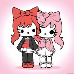 Create an image featuring two Hello Kitty characters