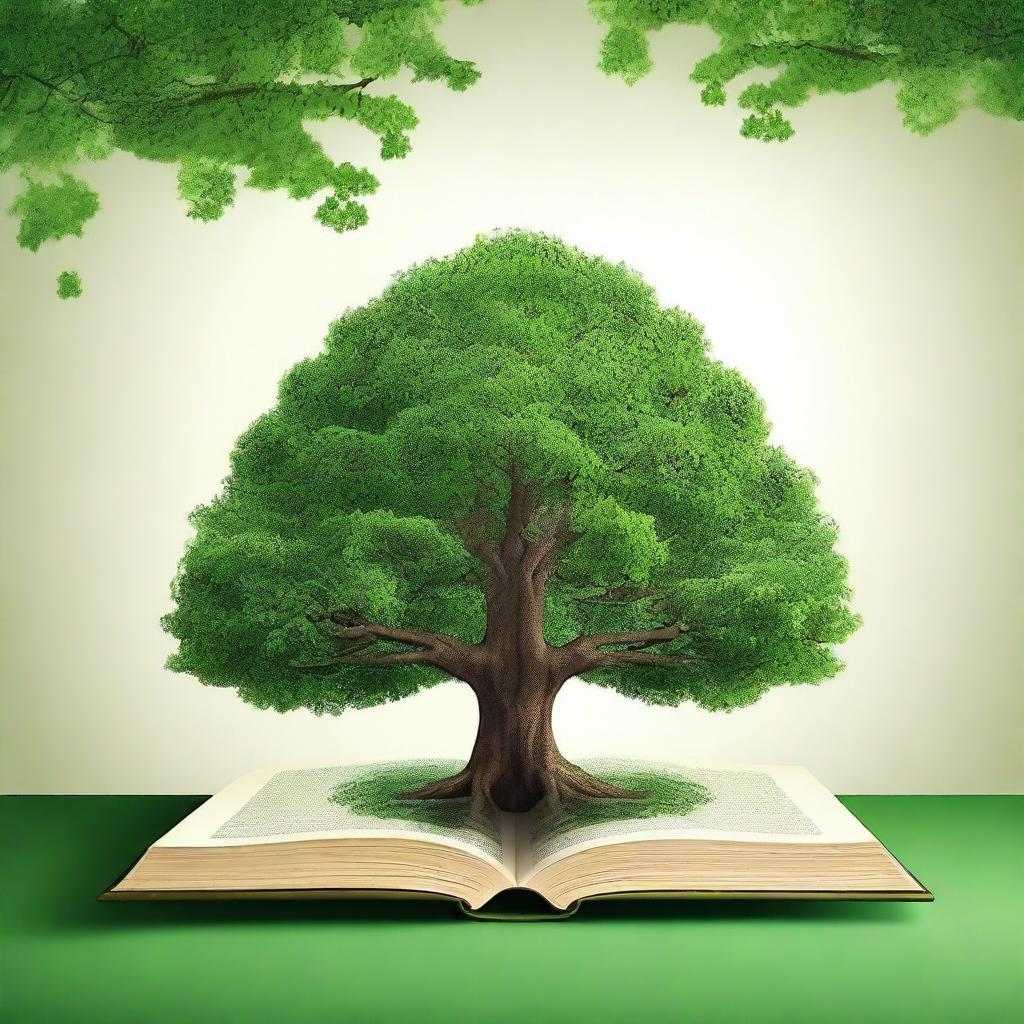 Create a book cover featuring a central tree