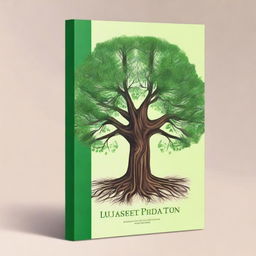 Create a book cover featuring a central tree