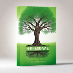 Create a book cover featuring a central tree