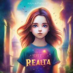 Design an eye-catching book cover for the story titled 'Into Reality' with the main character being a girl