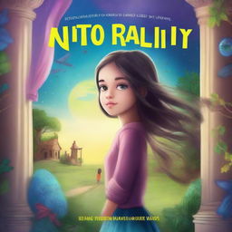 Design an eye-catching book cover for the story titled 'Into Reality' with the main character being a girl