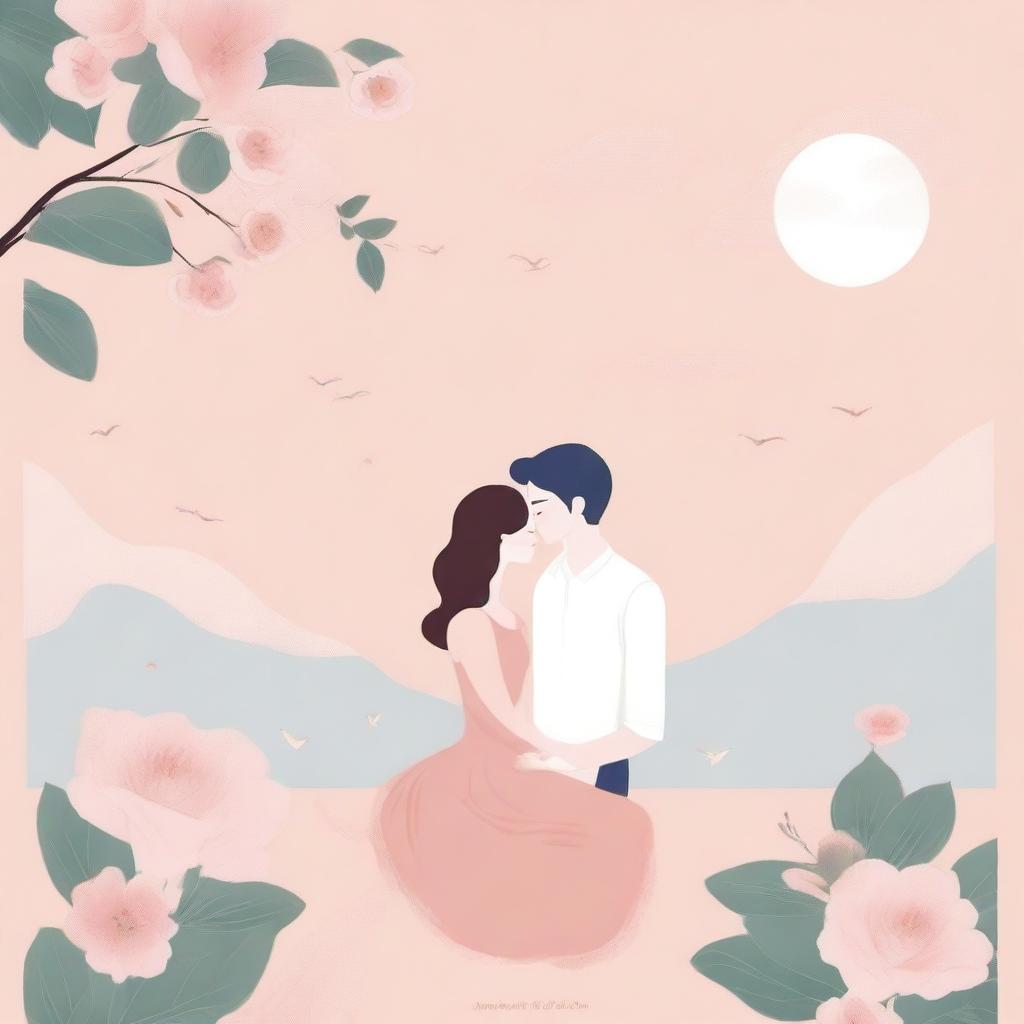 Create a book cover featuring a couple in a romantic setting, inspired by the art style of Baicanggg