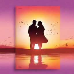 Create a romantic book cover titled 'True Love' featuring a beautiful sunset