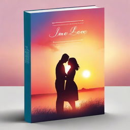 Create a romantic book cover titled 'True Love' featuring a beautiful sunset