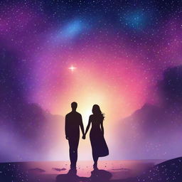 Create an image of a romantic couple with a beautiful star-filled background