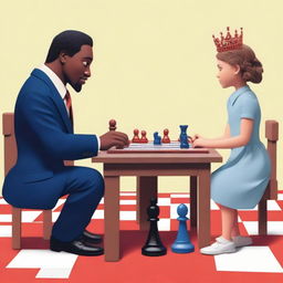 A scene featuring two people playing chess