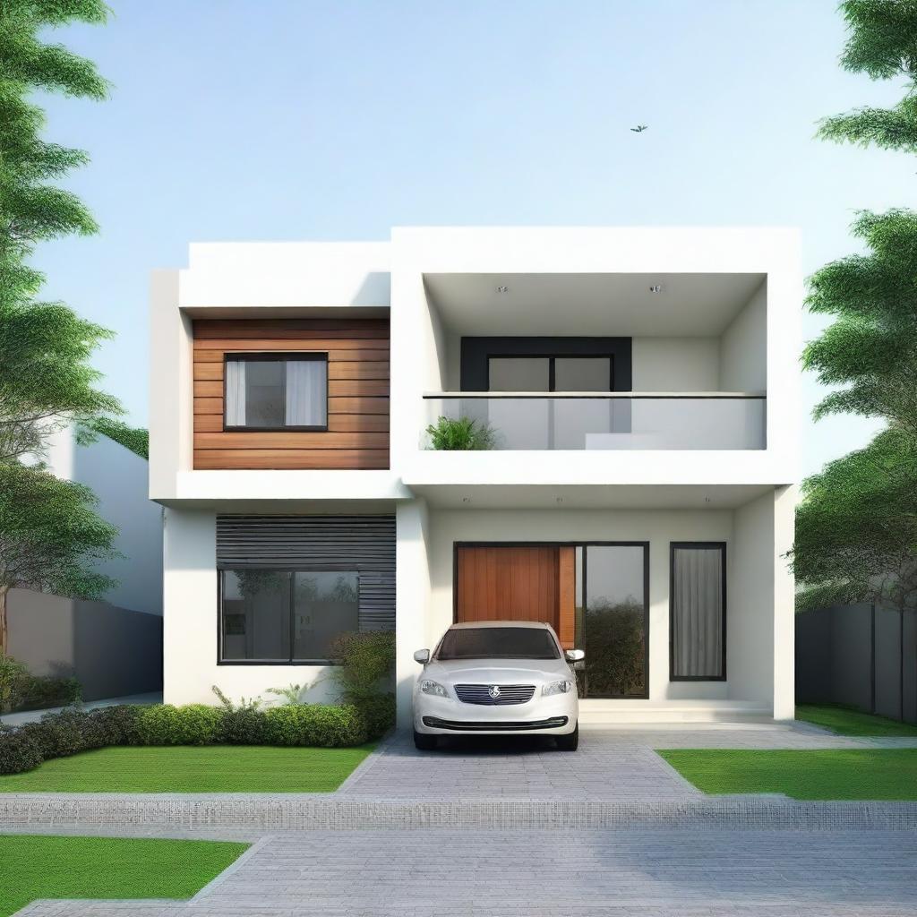 Create a simple house design with a minimalist aesthetic