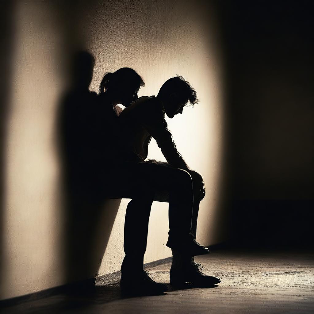 A man leaning against a wall with his back