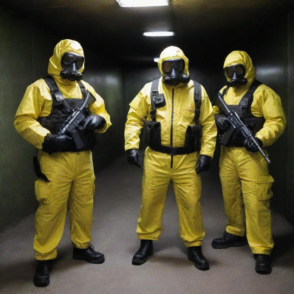 The Nuclearpunk Mafia, menacing gangsters in radiation-proof uniforms, controlling nuclear waste smuggling operations, stationed in fortified bunkers and armed with weapons harnessing the power of radioactive isotopes