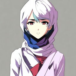 Rei Ayanami, a character from Neon Genesis Evangelion, wearing a beautifully styled hijab