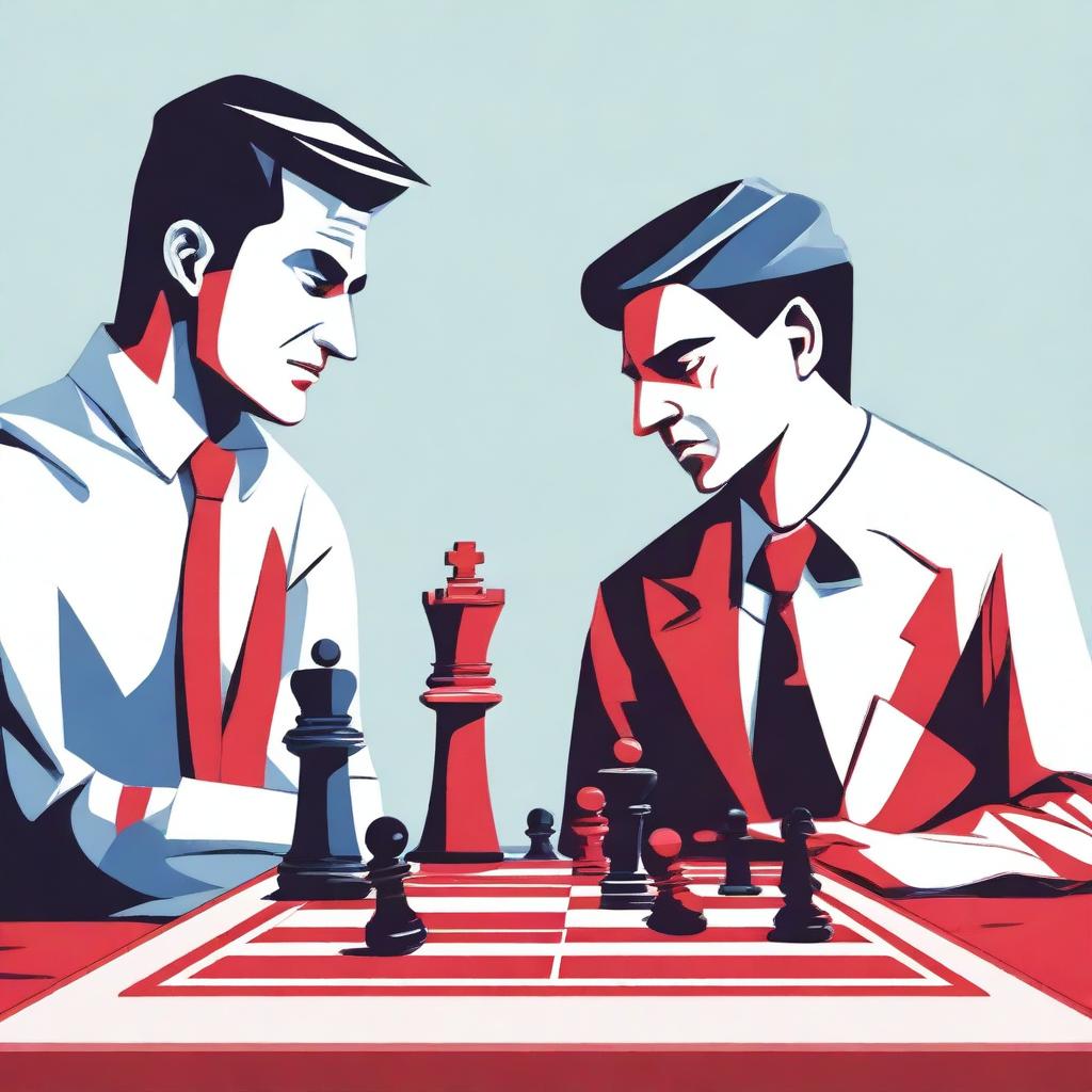 Create an illustration of two men playing chess