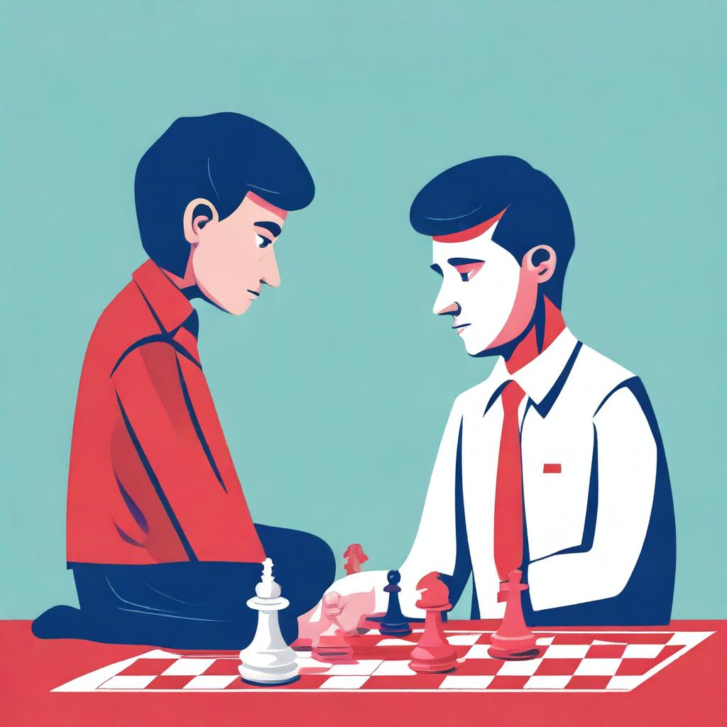 Create an illustration of two men playing chess