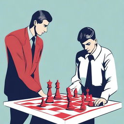 Create an illustration of two men playing chess