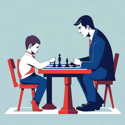 Create an illustration of two men playing chess