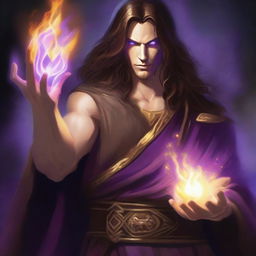 A white-skinned sorcerer with long brown hair and a light star on his forehead