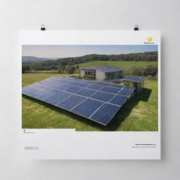 A landscape-oriented real imagery poster for a solar energy company: images featuring solar panels, with a pure white, elegant and simple background.