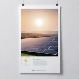 A landscape-oriented real imagery poster for a solar energy company: images featuring solar panels, with a pure white, elegant and simple background.